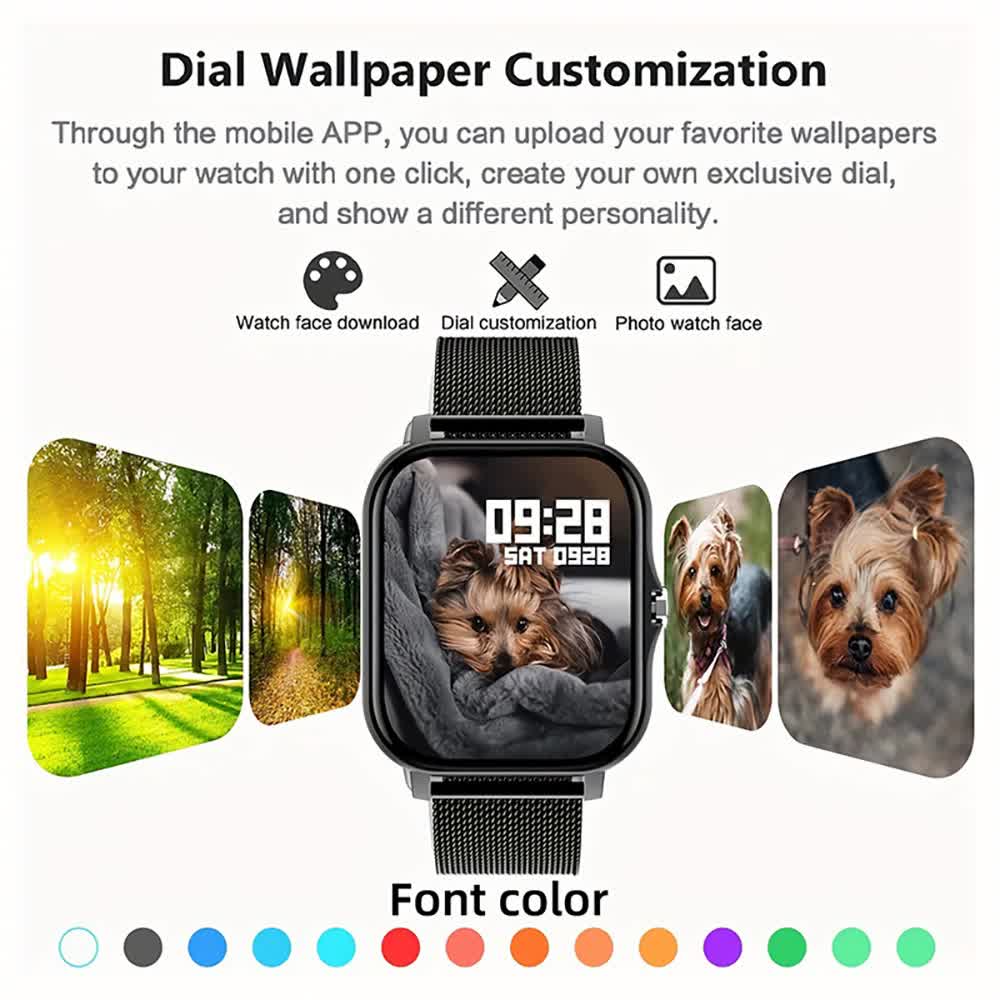 V888-ELOSUNG16123-215299-04 Gold Smart Fitness Watch with Large Display - 24 Sport Modes, Heart Rate Monitor & More - Image 5