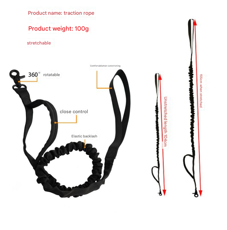 V888-ELOSUNG16196-215022-03 XL khaki Hands-Free Dog Leash with Adjustable Waist Belt - Shock Absorbing Bungee Lead - Image 4