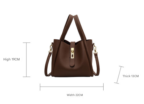 V888-ELOSUNG16367-215918-01 Coffee Brown Elegant Leather Shoulder Bag - Compact Handbag with Adjustable Strap - Image 2