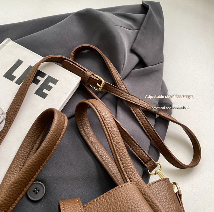 V888-ELOSUNG16367-215918-03 Coffee Brown Elegant Leather Shoulder Bag - Compact Handbag with Adjustable Strap - Image 4