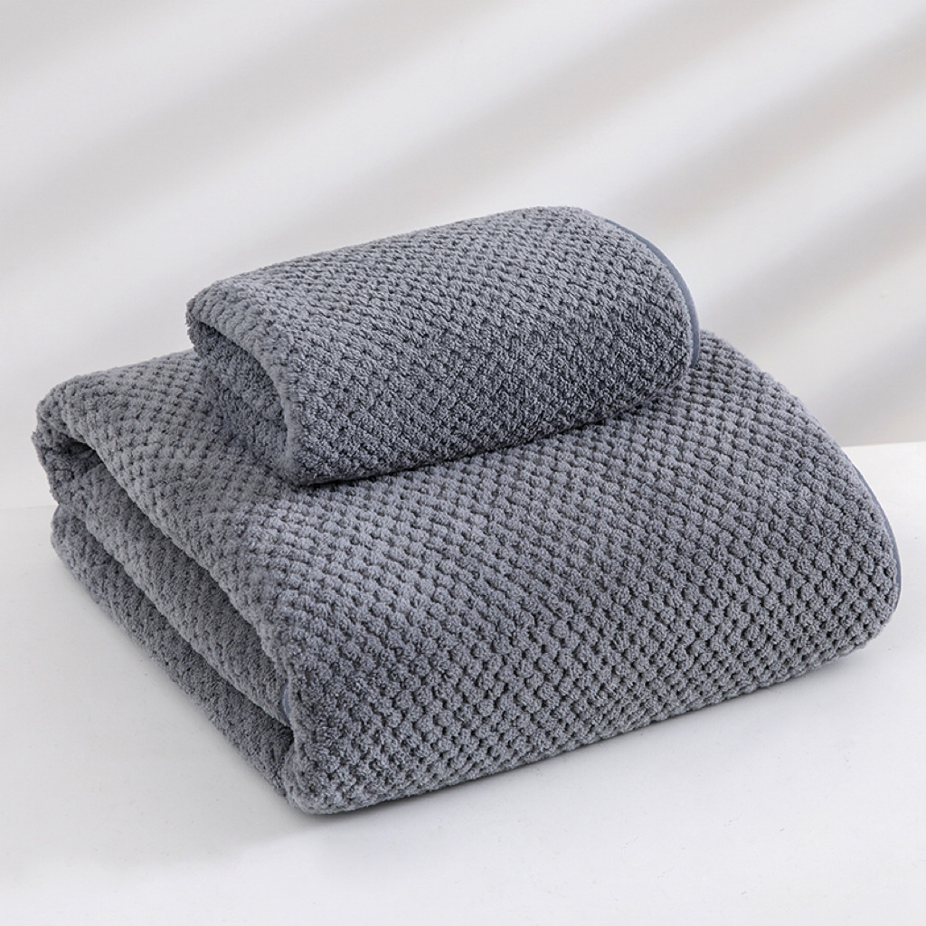 V888-ELOSUNG16566-216603-00 Grey Luxury White Bath Towel and Hand Towel Set - Ultra Soft and Absorbent - Image 1