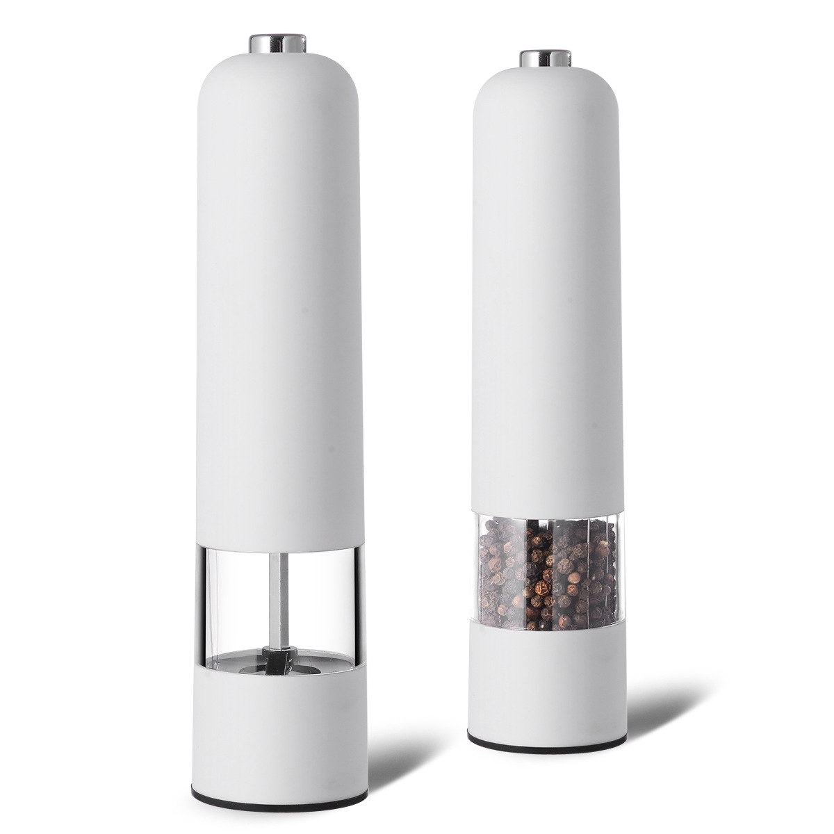 V888-ELOSUNG16644-216857-00 White Elegant Electric Salt and Pepper Grinder - Modern and Compact for Effortless Seasoning - Image 1