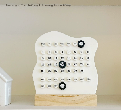 V888-ELOSUNG16652-218434-01 2 PCS Black Minimalist Wooden Desktop Calendar Set - Stylish and Functional for Organizing Your Time - Image 2