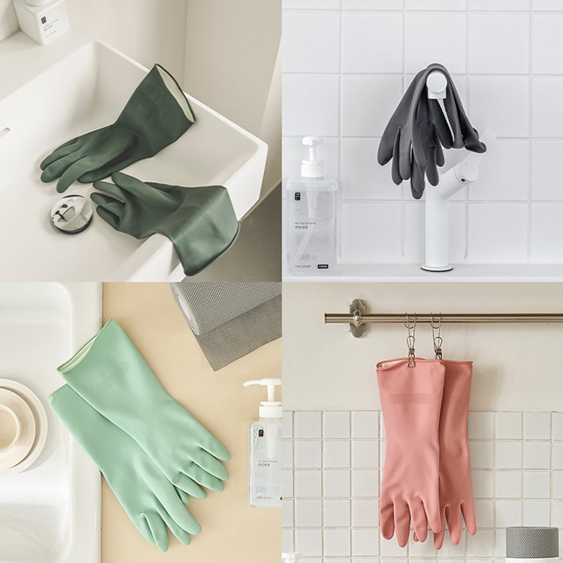 V888-ELOSUNG16673-222316-01 Brown Set of 3 Pairs of Durable Rubber Gloves - Waterproof, Comfortable, Ideal for Household and Cleaning Tasks - Image 2