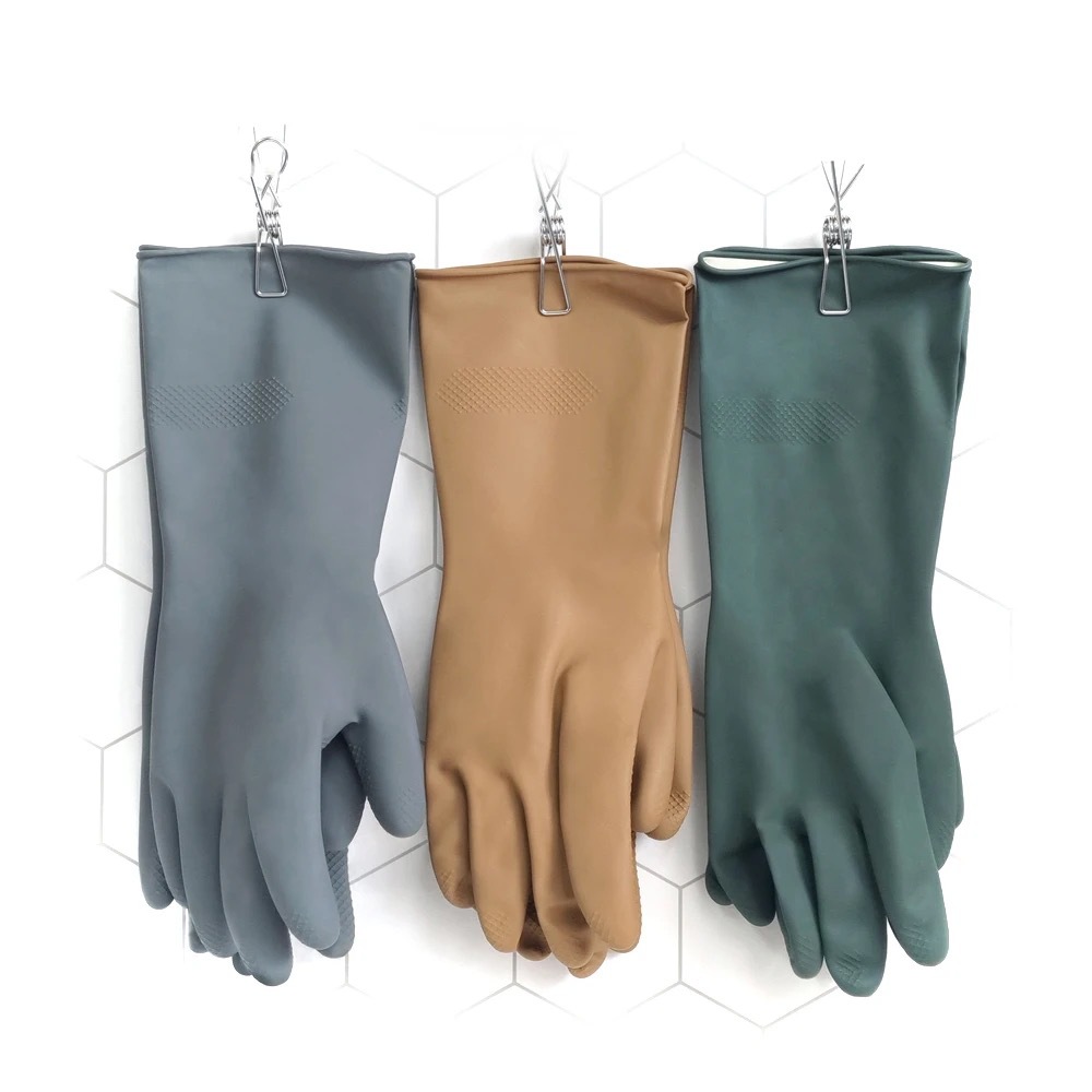 V888-ELOSUNG16673-222316-02 Brown Set of 3 Pairs of Durable Rubber Gloves - Waterproof, Comfortable, Ideal for Household and Cleaning Tasks - Image 3