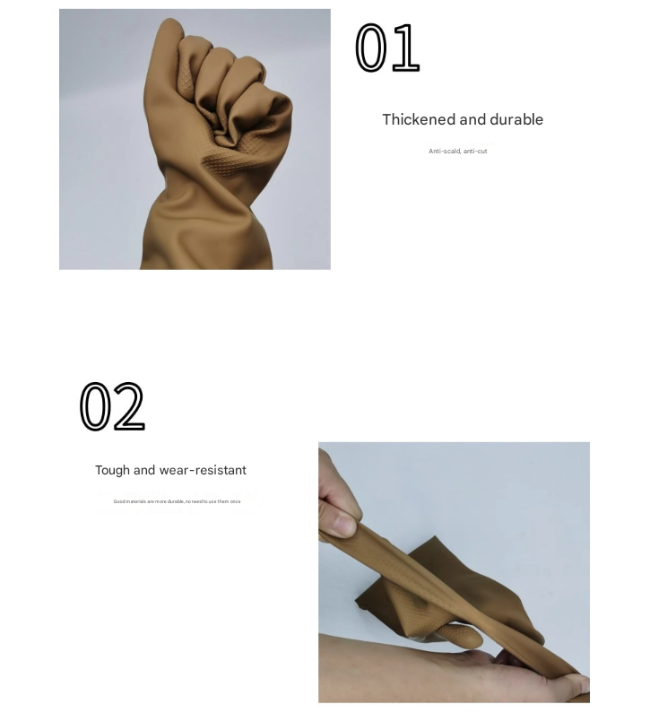V888-ELOSUNG16673-222316-03 Brown Set of 3 Pairs of Durable Rubber Gloves - Waterproof, Comfortable, Ideal for Household and Cleaning Tasks - Image 4