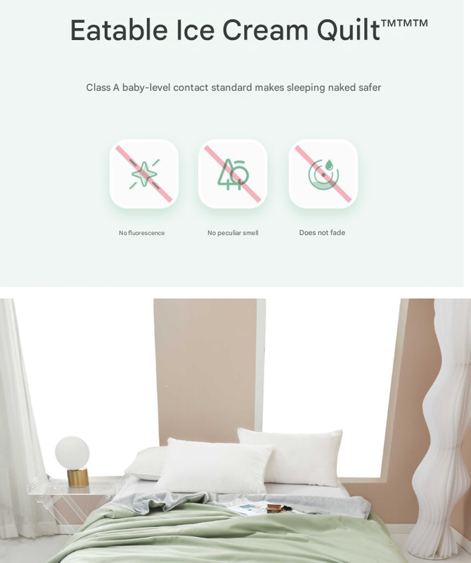 V888-ELOSUNG16819-224357-02 Beige Breathable Cotton Summer Quilt - Lightweight Cooling Blanket for Air-Conditioned Rooms - Image 3