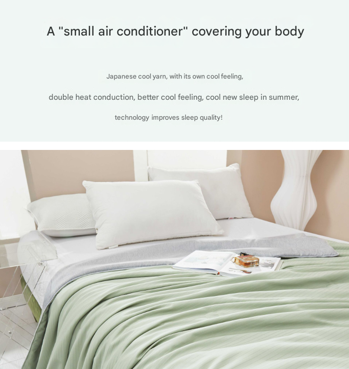 V888-ELOSUNG16819-224357-03 Beige Breathable Cotton Summer Quilt - Lightweight Cooling Blanket for Air-Conditioned Rooms - Image 4