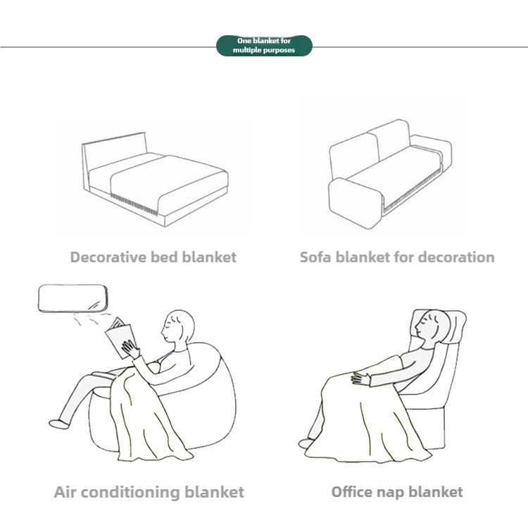 V888-ELOSUNG17038-214256-05 130*230CM Khaki Nordic Solid Color Knitted Sofa Throw Blanket with Tassels - Waffle Weave Polyester Decorative Blanket - Image 6