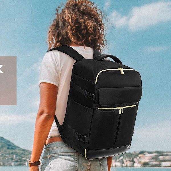 V888-ELOSUNG17056-214226-06 Bean Green 40L Large Capacity Travel Business Backpack with Expandable Compartments, Including 2 Toiletry Bags and Shoe Bag - Durable Oxford Fabric - Image 7