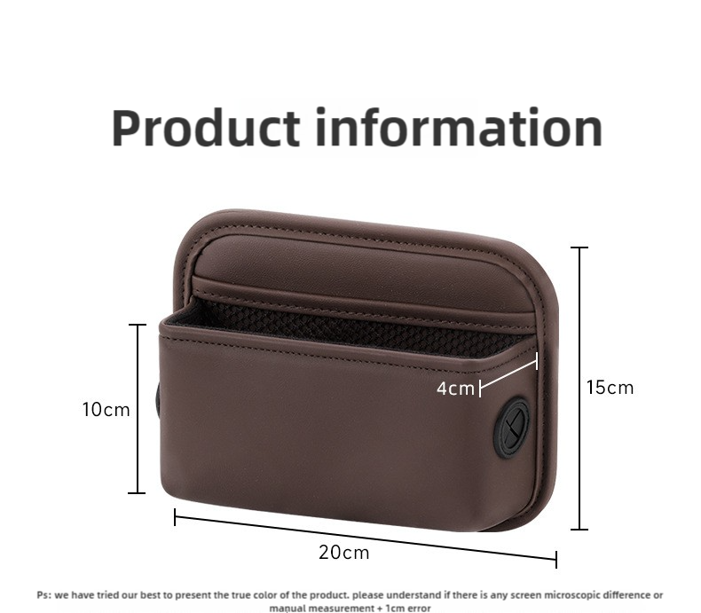V888-ELOSUNG17193-215370-05 Brown PU Leather Car Storage Organizer with Dual Charging Holes and Inner Mesh Pocket, Multi-functional Door Handle Hanging Bag for Phones and Accessories, Lightweight and Durable - Image 5
