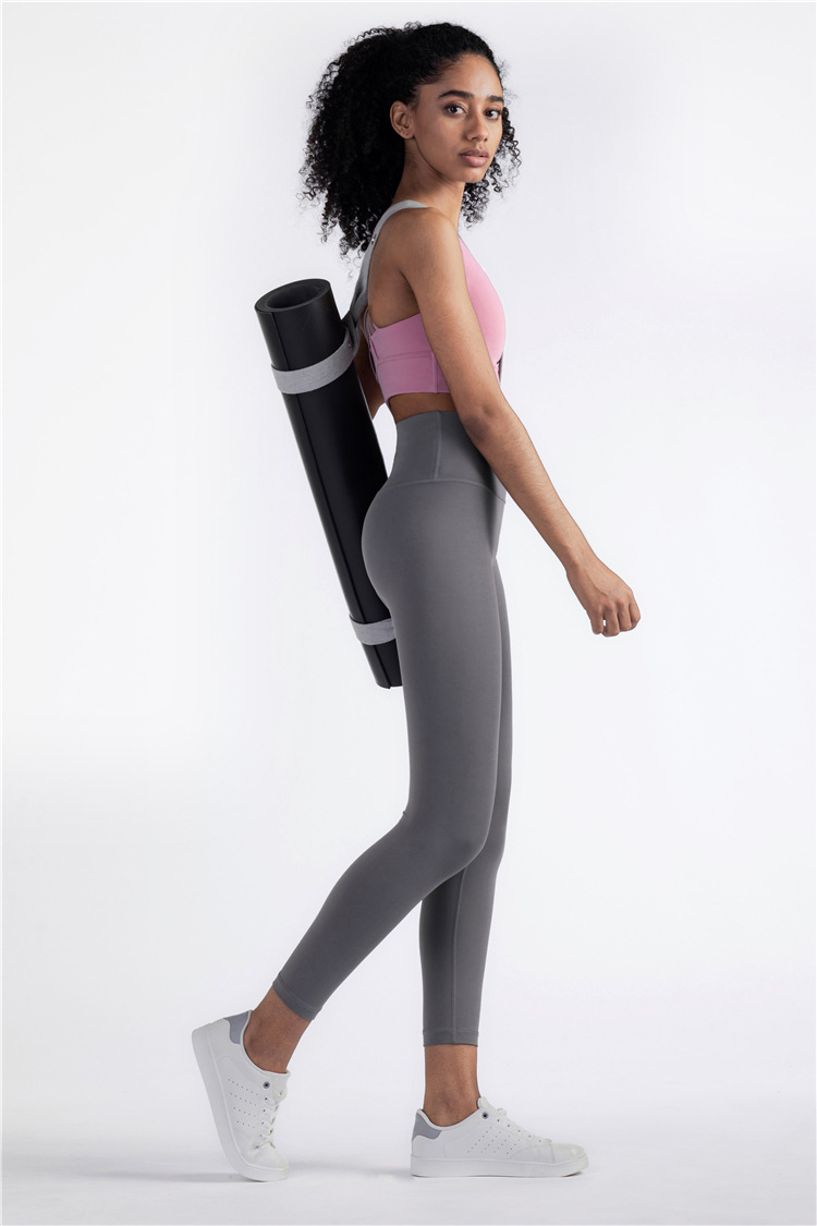V888-ELOSUNG17989-224503-08 Size L Khaki High-Waisted Seamless Yoga Pants for Women - Tummy Control, Butt Lifting & Back Waistband Pocket - Image 9