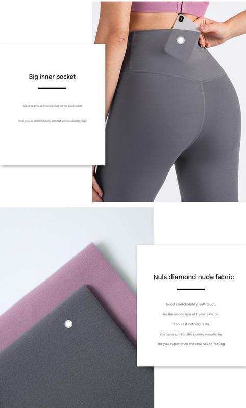 V888-ELOSUNG17991-224509-02 Size S Khaki High-Waisted Seamless Yoga Pants for Women - Tummy Control, Butt Lifting & Back Waistband Pocket - Image 3