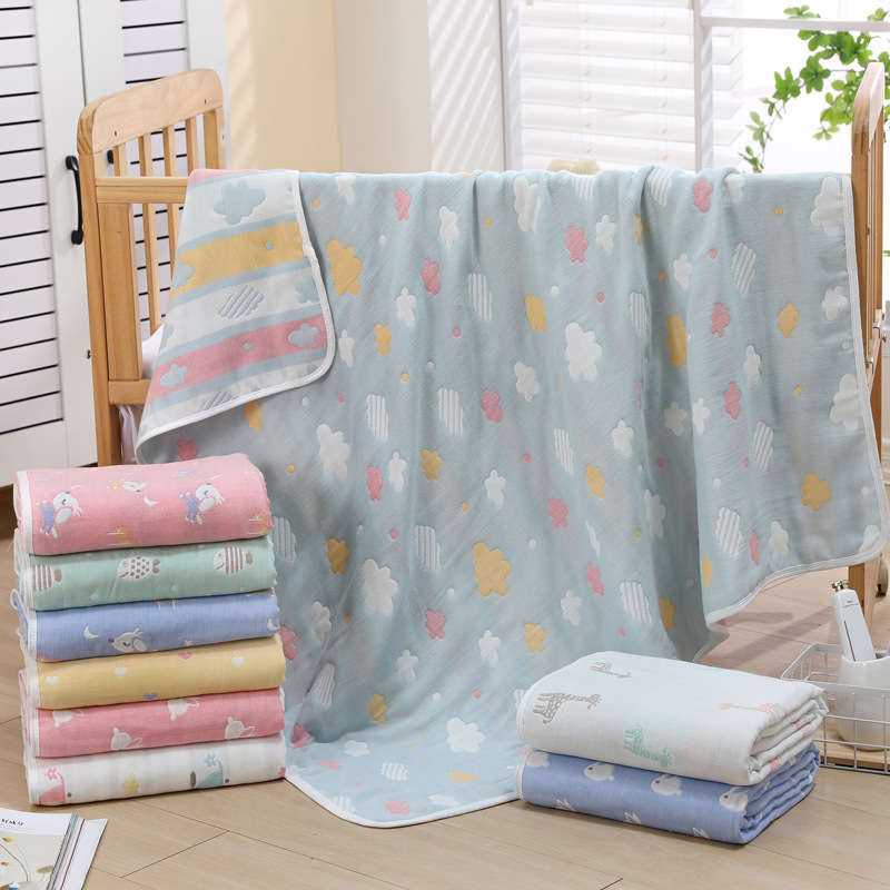 V888-ELOSUNG18012-225002-01 Green Flower, 6-Layer Muslin Baby Blanket - Soft Cotton Bedding for Infants and Toddlers, 110x110cm - Image 2