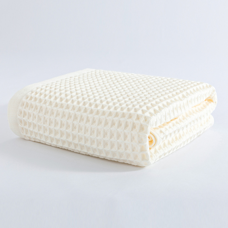 V888-ELOSUNG18023-224824-00 White Pure Cotton Waffle Weave Bath Towel - Soft, Absorbent & Extra Large 70x140 cm for Home Use - Image 1