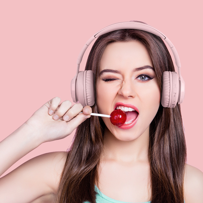 V888-ELOSUNG18175-202504211245-02 Pink Bunny  Wireless Headphones - Glowing Logo, Bluetooth 5.0, 85dB Volume Limit Mode - Image 3