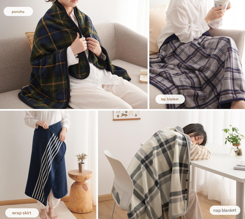 V888-ELOSUNG19120-226711-01 Grey Rasa 100x140cm Wearable Fleece Blanket - Soft, Warm & Anti-Pilling, Stylish Plaid Design - Image 2