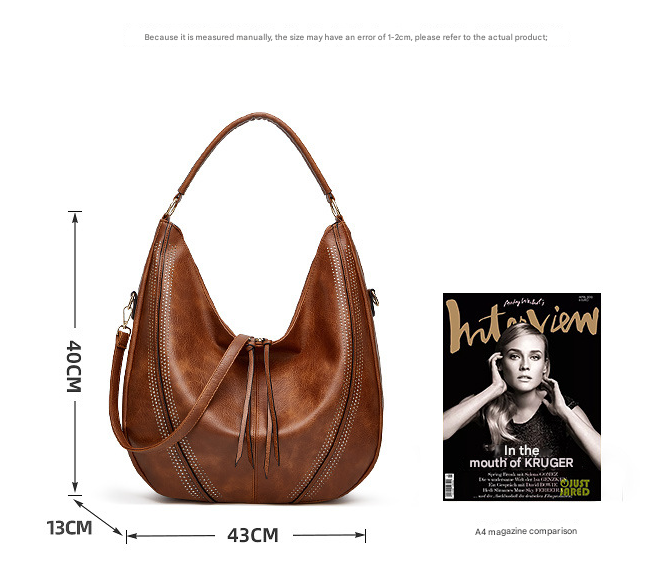V888-ELOSUNG19394-202502271207-03 Brown Mother and Child Bag Two Piece Set Distressed Faux Leather Hobo Bag - Large Capacity Shoulder Bag for Women - Image 4