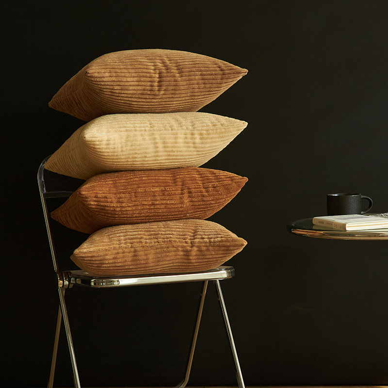 V888-ELOSUNG19395-202502281035-01 Navy Blue Set of 4 Corduroy Pillow Covers - Solid Color Minimalist Throw Cushion Covers - 45x45cm (Pillow Inserts are NOT Included) - Image 2