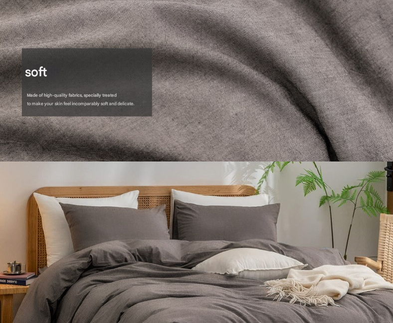 V888-ELOSUNG19462-202503030941-01 Beige Blue 1.8m (Duvet Cover 180*220cm) Luxurious Soft Brushed Microfiber 4-Piece Bedding Set - Pure Color Double Bed Duvet Cover with Fitted Sheet - Image 2