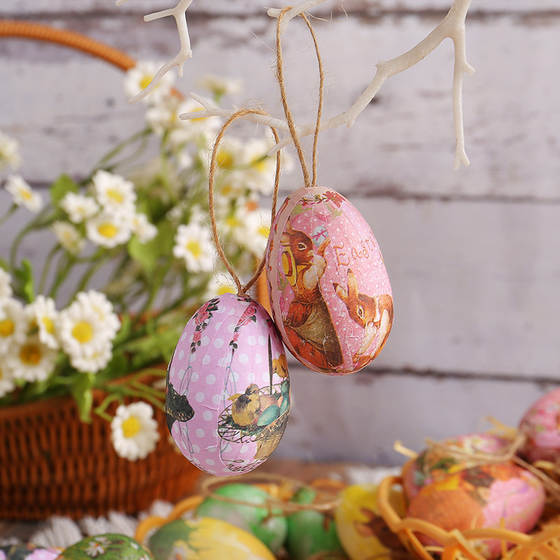 V888-ELOSUNG19502-202503051015-03 Butterfly  Five Sets Of Six Each Easter Egg Hanging Ornament Set with Creative Woven Basket - Festive Decor for Home Scenes - Image 4