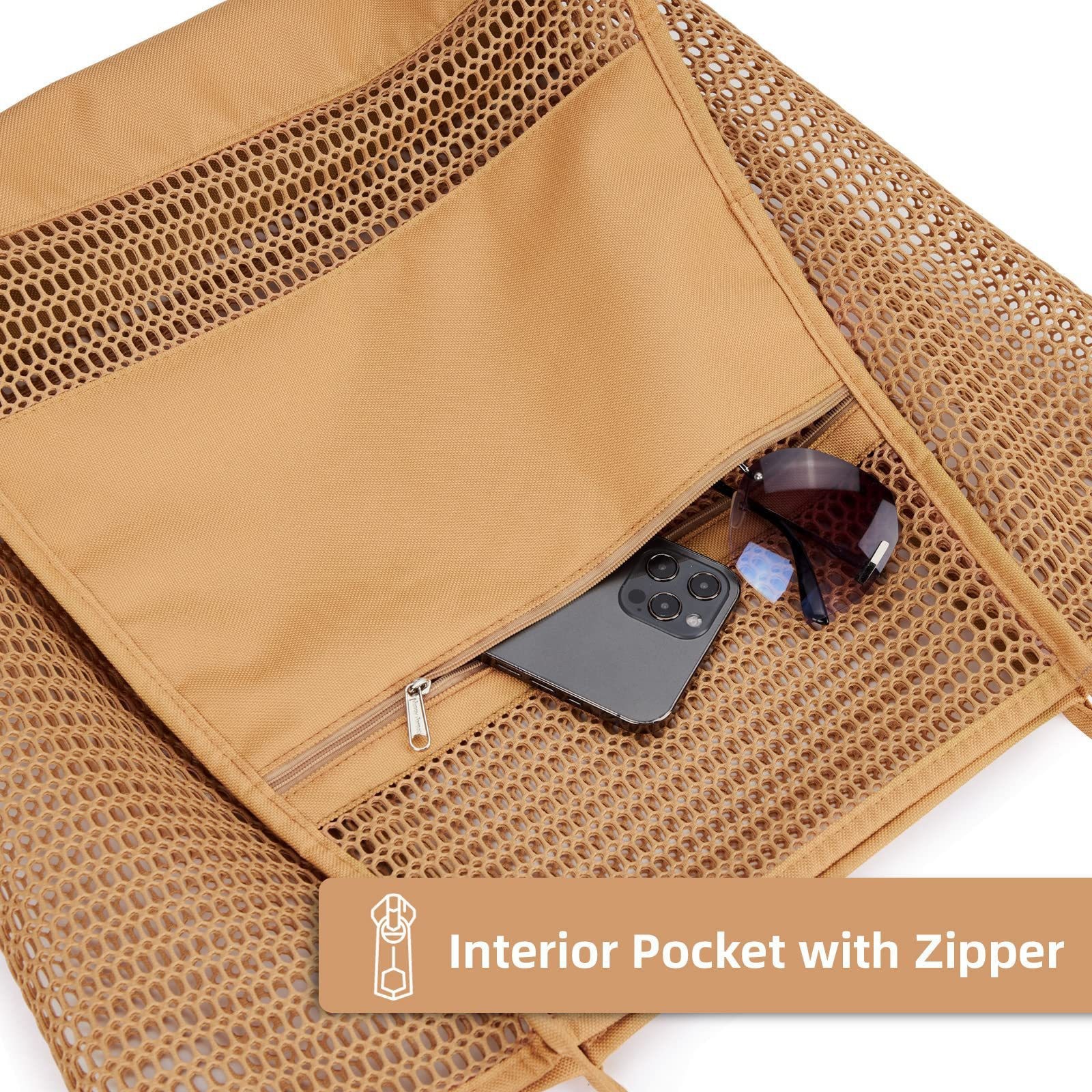 V888-ELOSUNG19844-202503181031-04 Beige Double Layer Mesh Beach Bag - Large Capacity - Image 5