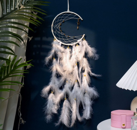 V888-ELOSUNG19912-202503211540-00 White 2 PCS Mystic Moon Dreamcatcher Wind Chime Pendant - Elegant Lunar Design with Soothing Tones - Image 1