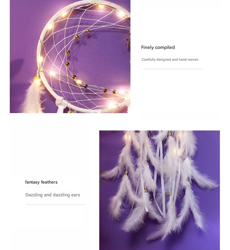 V888-ELOSUNG19915-202503211543-02 Blue With light 2 PCS Mystic Moon Dreamcatcher Wind Chime Pendant - Elegant Lunar Design with Soothing Tones - Image 3