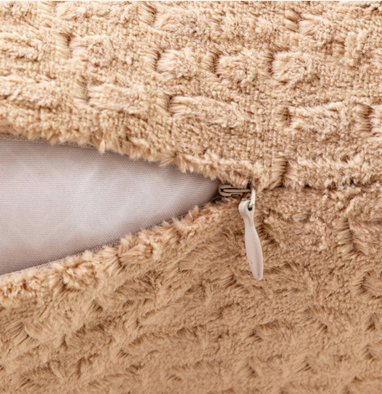 V888-ELOSUNG20702-202502281042-03 Milk tea yellow Set of 2 Textured Velvet Throw Pillow Covers with Tassels - Decorative Square Cushions 45*45cm - Image 4