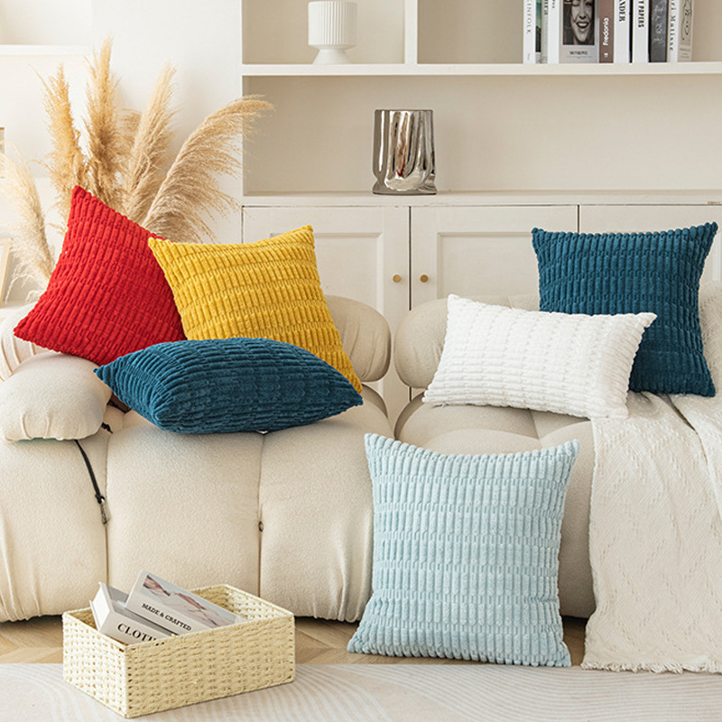 V888-ELOSUNG20721-202502281136-02 Light Light blue Set of 2 Corduroy Style Throw Pillow Covers - Machine Washable 55*55CM - Image 3