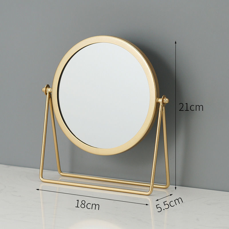 V888-ELOSUNG20733-202503030959-01 Gold Rotating Tabletop Makeup Mirror - 360º Swivel Vanity Mirror for Bedroom & Desk - Image 2