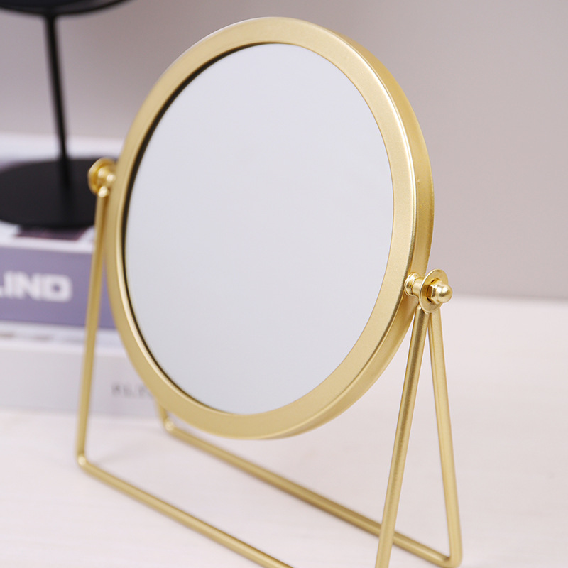 V888-ELOSUNG20733-202503030959-02 Gold Rotating Tabletop Makeup Mirror - 360º Swivel Vanity Mirror for Bedroom & Desk - Image 3