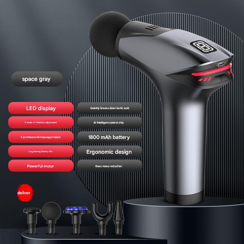 V888-ELOSUNG20957-202503121509-00 Gray Fitness Muscle Relief Gun - Mini, Cold Pack, LED Display - Image 1