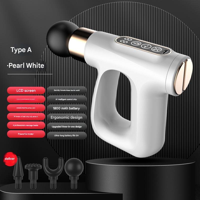 V888-ELOSUNG20962-202503121520-00 White Mini Fascia Gun Muscle Massager with Pulse Heat - Deep Tissue Relaxation - Image 1
