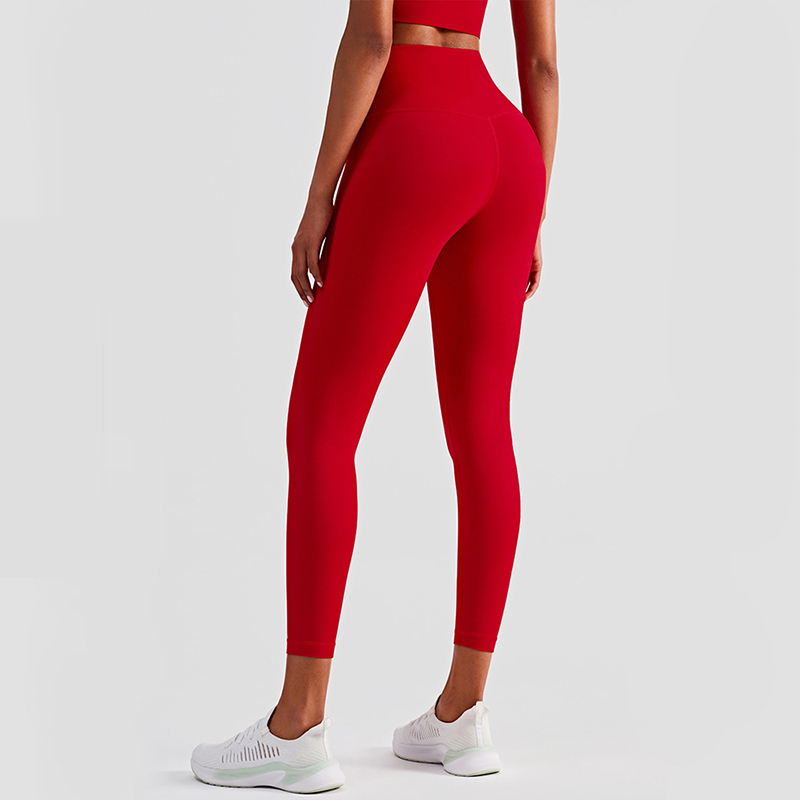 V888-ELOSUNG21012-224818-00 Size XL Red High-Waisted Seamless Yoga Pants for Women - Tummy Control, Butt Lifting & Back Waistband Pocket - Image 1