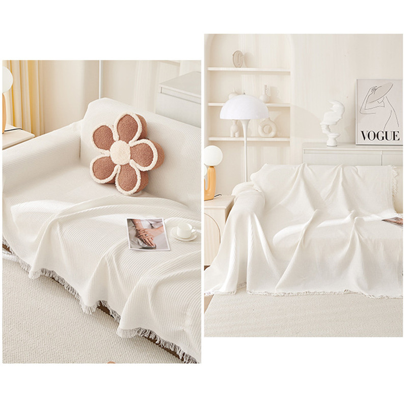V888-ELOSUNG21109-225981-01 180*260CM White Premium Polyester Sofa Throw Blanket, Multi-Seasonal Use, Sofa Protector - Image 2