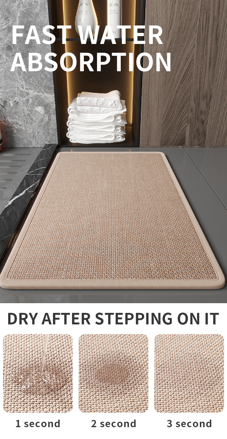 V888-ELOSUNG21396-202502271151-01 Brown Quick Dry Bathroom Rug - Non-Slip PVC Foam, Super Absorbent, 40x60cm - Image 2