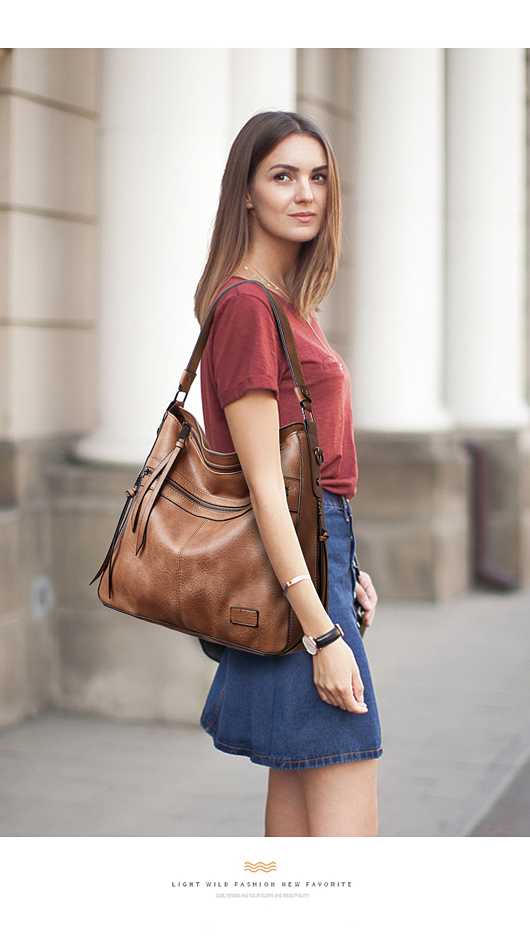 V888-ELOSUNG21417-202502271141-01 Brown Spacious & Stylish  PU Leather Tote Bag -  Versatile Shoulder/Crossbody - Image 2