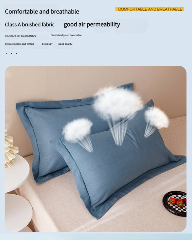 V888-ELOSUNG21445-202502281101-02 Grey Pure Cotton Flannel Pillowcase Set - Soft, Thickened, Solid Color (Pair, 48x74cm) - Image 3