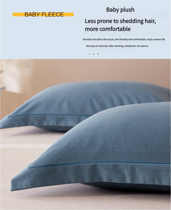 V888-ELOSUNG21445-202502281101-04 Grey Pure Cotton Flannel Pillowcase Set - Soft, Thickened, Solid Color (Pair, 48x74cm) - Image 5