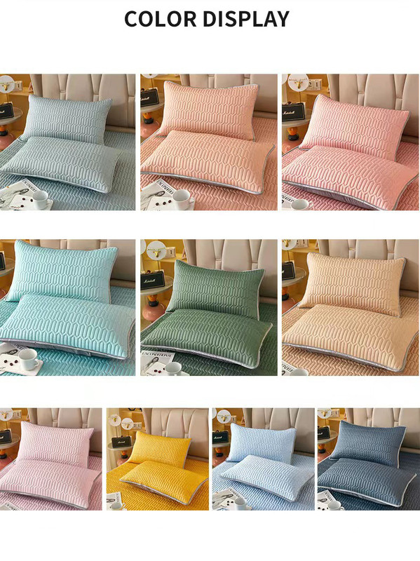 V888-ELOSUNG21488-202502281123-03 Light Blue Cooling latex texture Pillowcase Set - Latex Feeling, Solid Color, 48x74cm (Pair) - Image 4