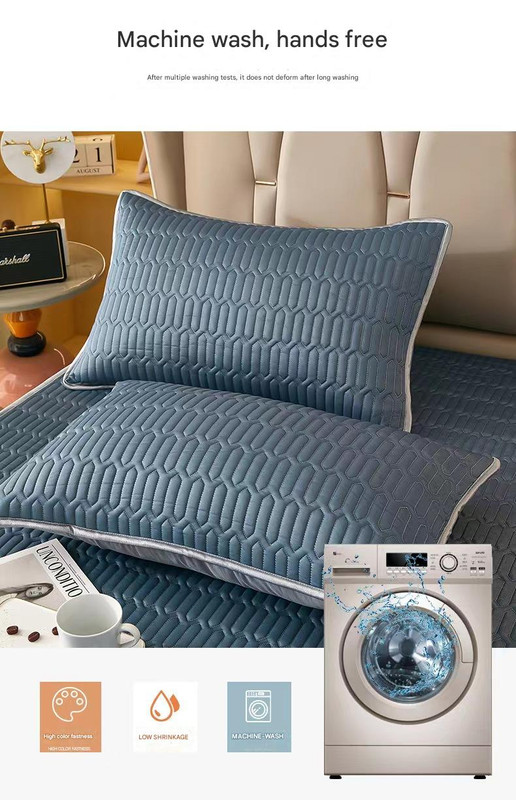 V888-ELOSUNG21490-202502281125-01 Mint Blue Cooling latex texture Pillowcase Set - Latex Feeling, Solid Color, 48x74cm (Pair) - Image 2