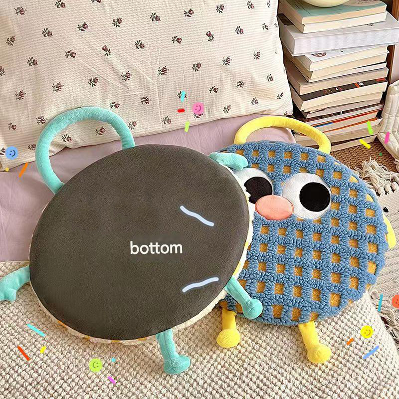 V888-ELOSUNG21517-202503030945-04 Pink Plaid Cute Cartoon Round Memory Foam Seat Cushion - Detachable & Washable - Image 5