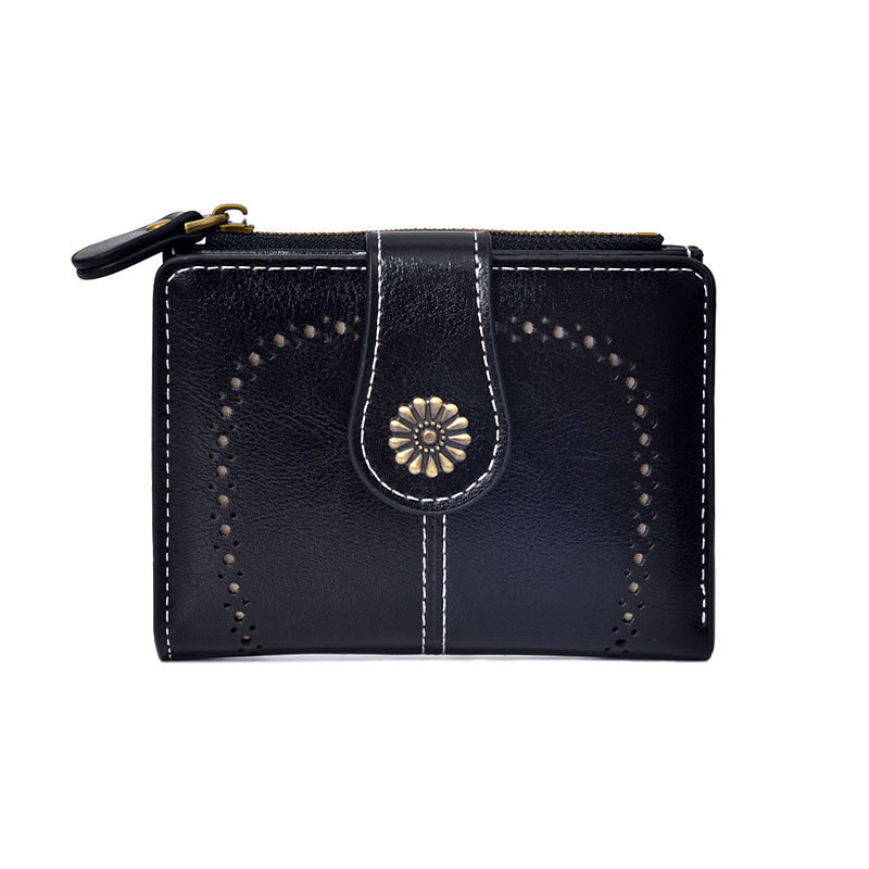 V888-ELOSUNG21560-202503051016-04 Brown Vintage PU Leather Women's Short Wallet - Elegant Zipper Coin Pocket Multi-Function Card Holder - Image 5