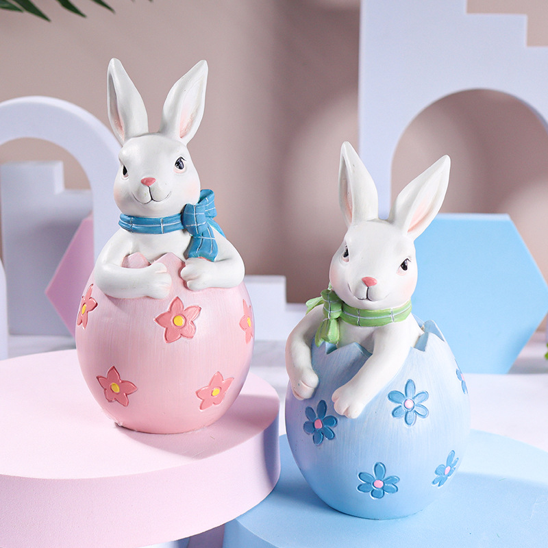 V888-ELOSUNG21579-202503051026-02 Blue Easter Rabbit Egg Resin Decoration - Charming Festive Gift for Kids' Rooms and Holidays - Image 3