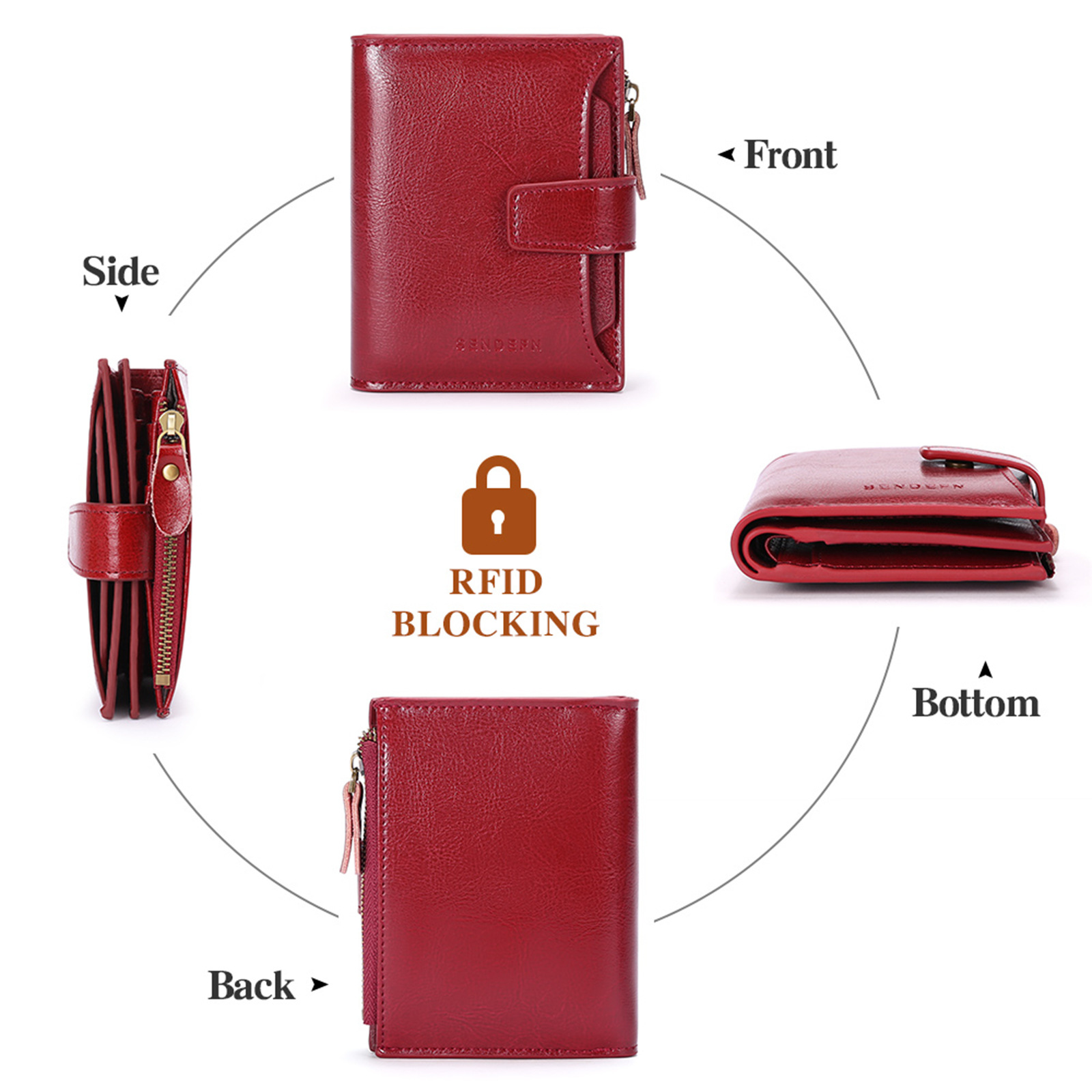 V888-ELOSUNG21962-202503181027-02 Brown Premium Genuine Leather RFID Blocking Women's Wallet - Lightweight, Multi-Functional, and Stylish - Image 3