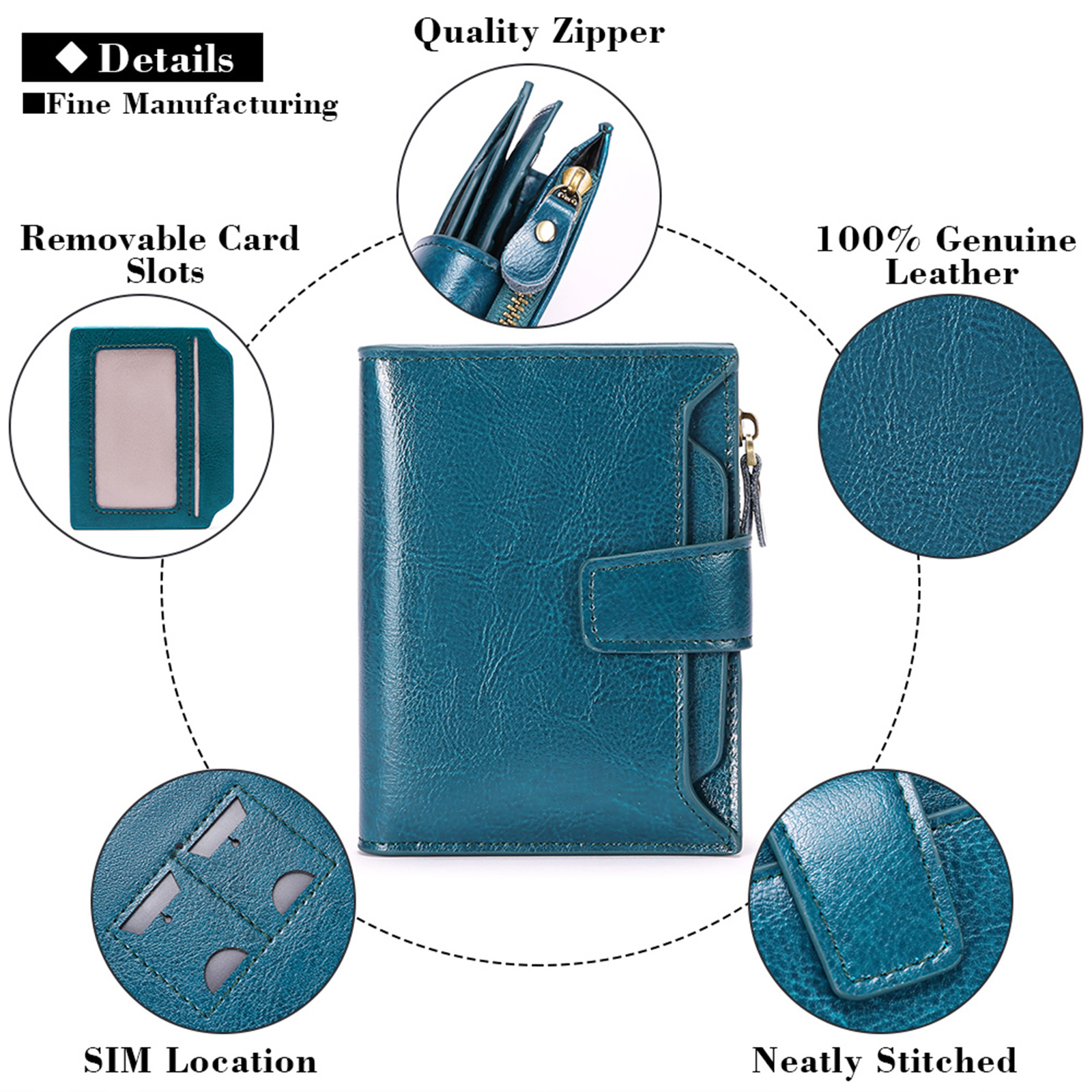 V888-ELOSUNG21962-202503181027-05 Brown Premium Genuine Leather RFID Blocking Women's Wallet - Lightweight, Multi-Functional, and Stylish - Image 6