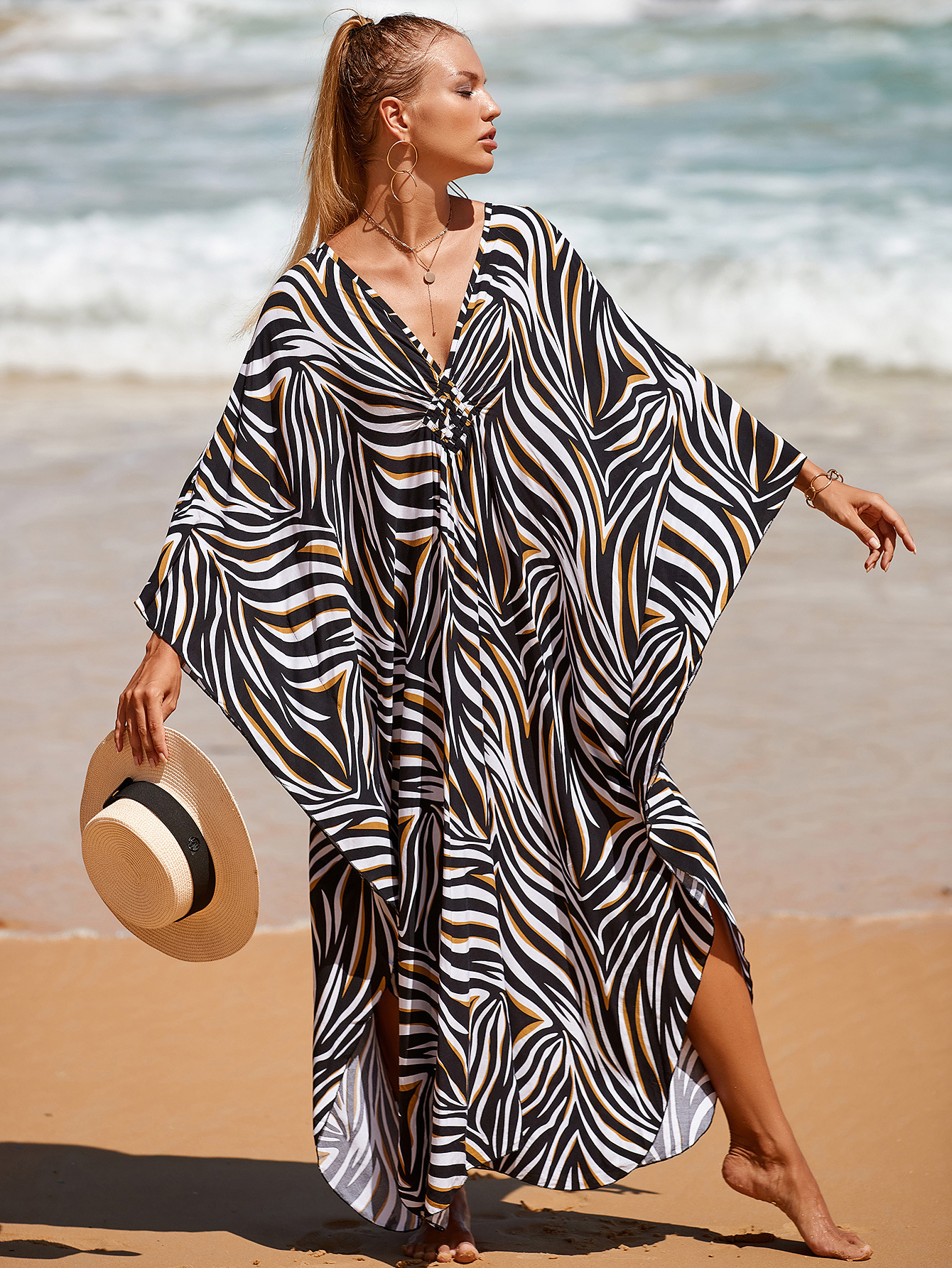 V888-ELOSUNG22192-202503211705-00 Style 3 Loose Fit Caftan Dress - Resort Style Beach Coverup for Women - Image 1