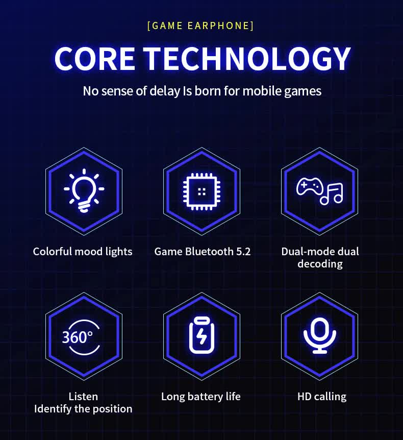 V888-ELOSUNG22612-202503282026-04 White Wireless Gaming Earbuds - Bluetooth 5.2, Low Delay, 3D Stereo - Image 5