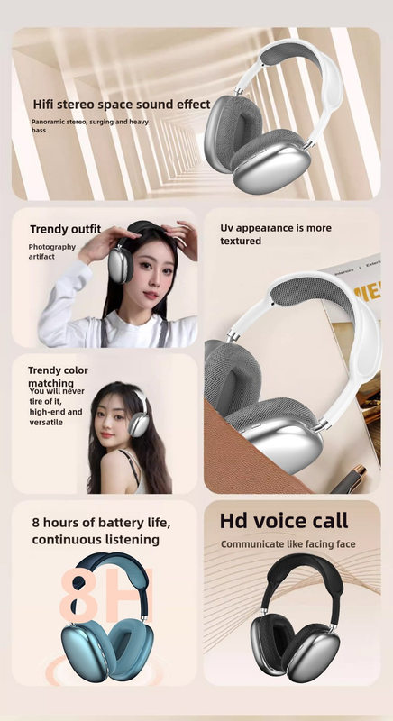 V888-ELOSUNG23025-202503211722-01 Pink Immersive 3D Audio Headphones - Wireless Over-Ear Comfort, Type-C Charging - Image 2